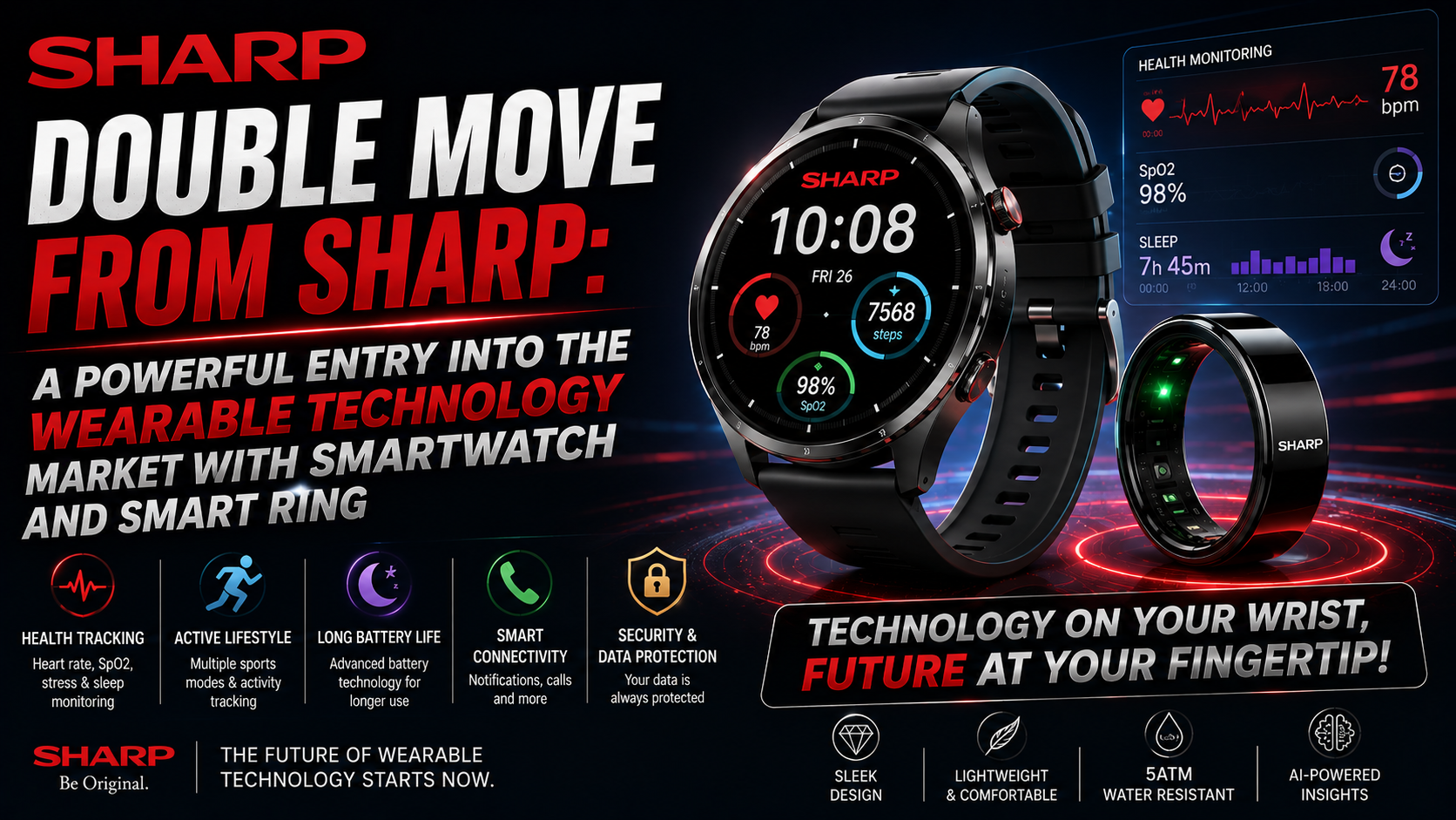 Sharp's Dual Strike: Entering the Wearables Market with a Smartwatch and Smart Ring